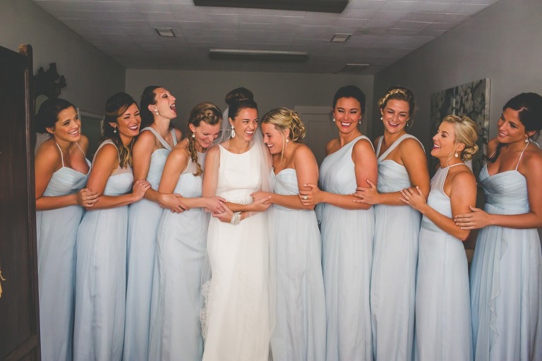 bride bridesmaids getting ready