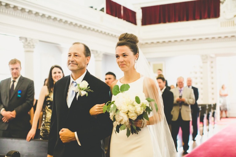bride dad walking down aisle