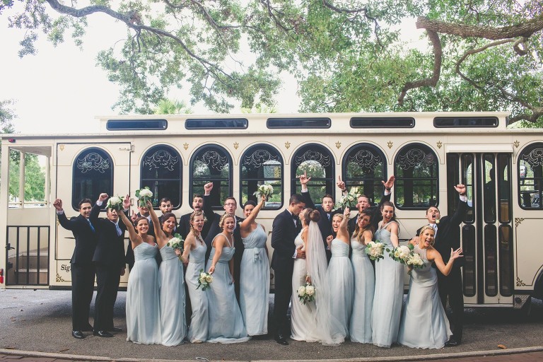 bridal party trolley downtown charleston