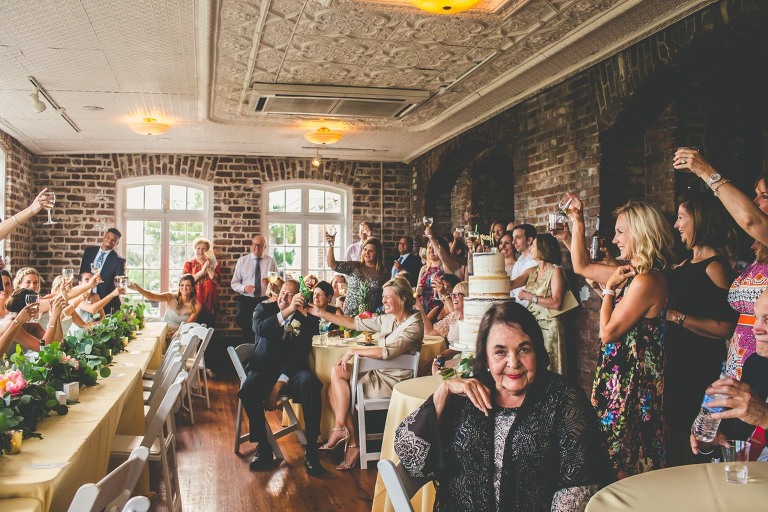 historic rice mill wedding guests