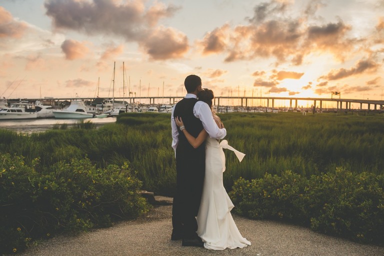 bride groom charleston harbour