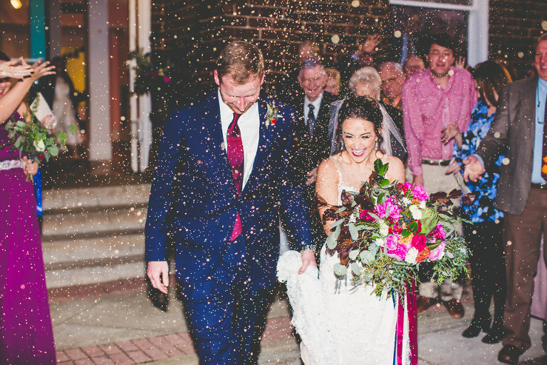 bride and groom grand exit