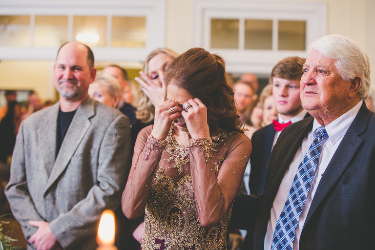 mother of bride crying