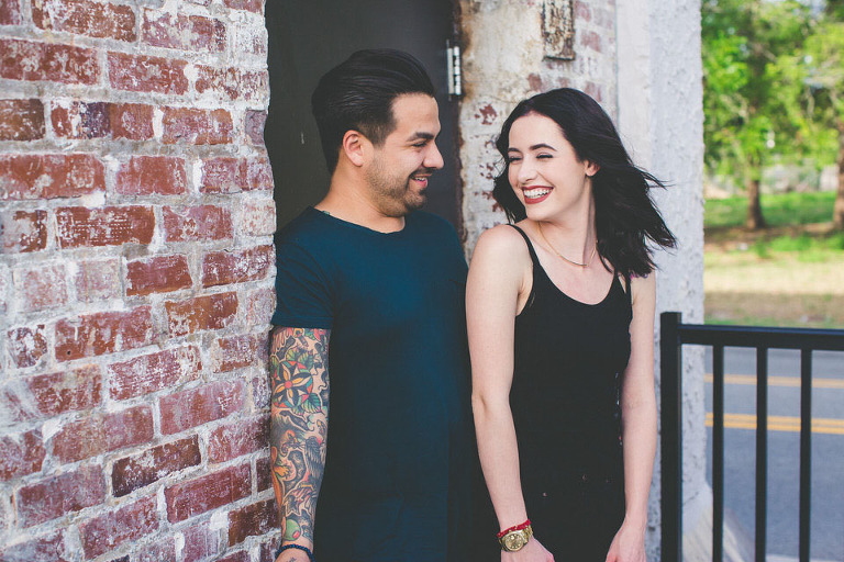 Couple Engagement Session St. Augustine Florida Laughing Outside