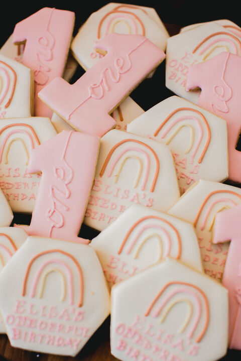 first birthday party baby girl cookies custom